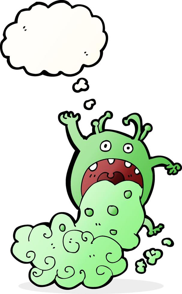cartoon gross monster being sick with thought bubble vector