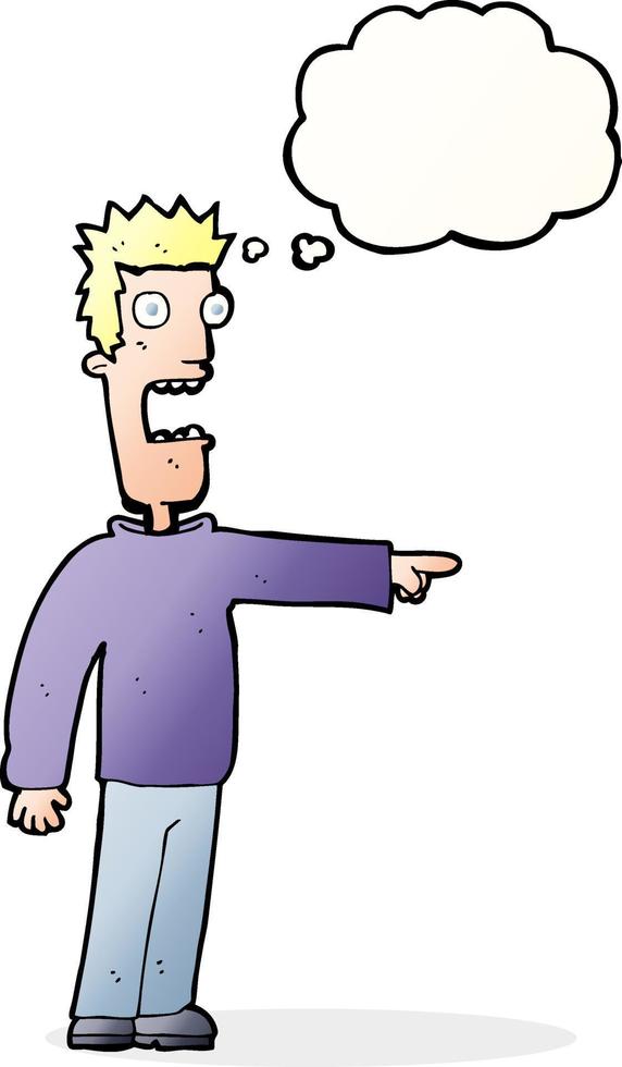 cartoon terrified man with thought bubble vector