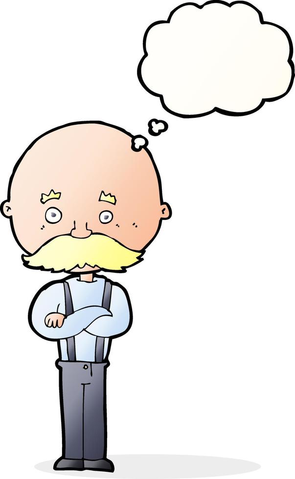 cartoon grandfather with thought bubble vector