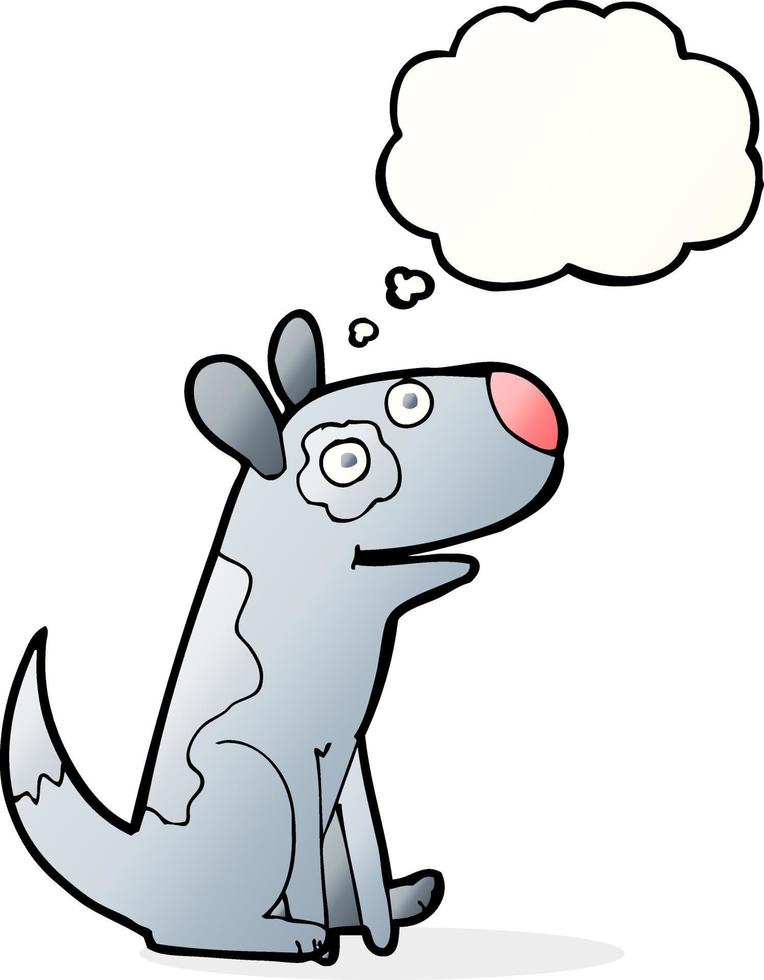 cartoon happy dog with thought bubble vector