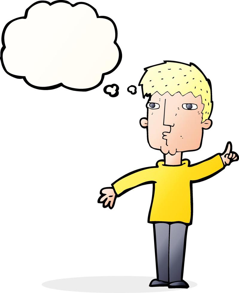 cartoon man raising point with thought bubble vector