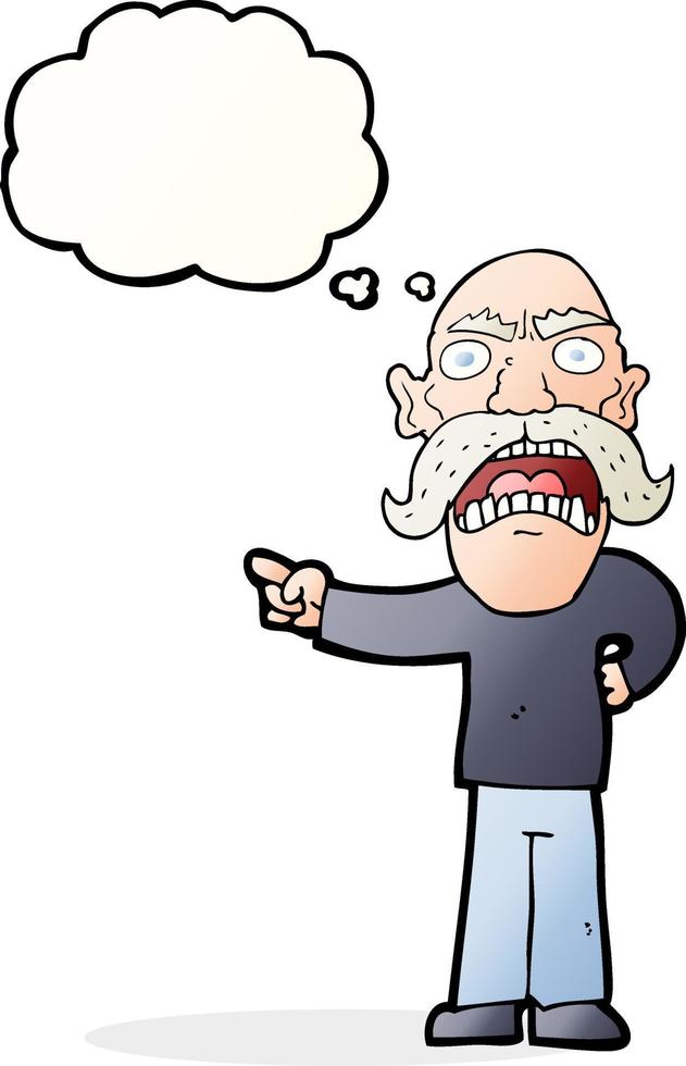cartoon angry old man with thought bubble vector