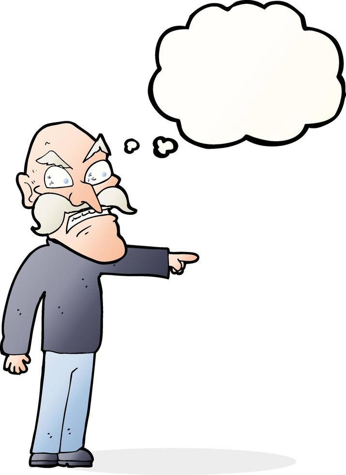 cartoon furious old man with thought bubble vector