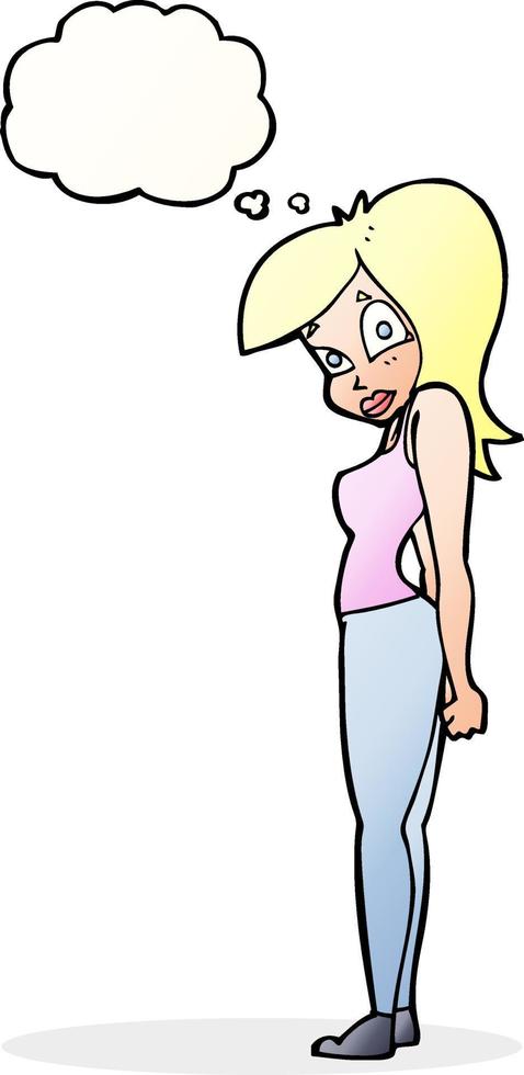 cartoon pretty woman  with thought bubble vector