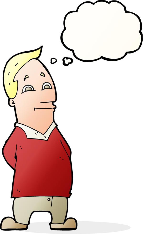 cartoon friendly man with thought bubble vector