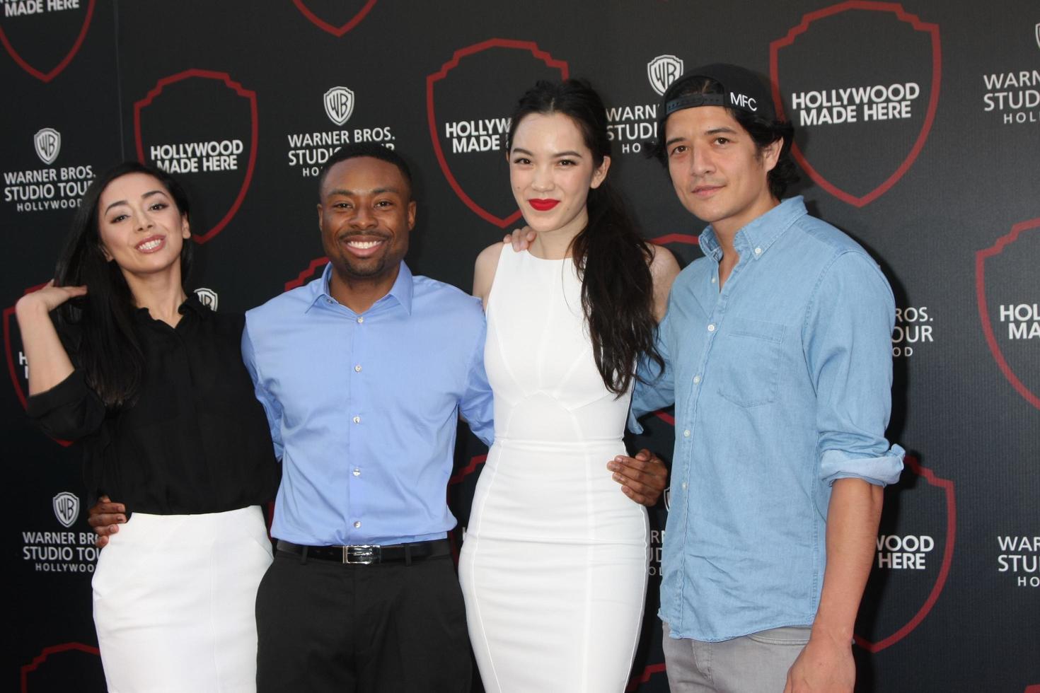 LOS ANGELES, JUL 14 - Aimee Garcia, Justin Hires, Jessika Van, Jon Foo at the Warner Bros Studio Tour Hollywood Expansion Official Unveiling, Stage 48 - Script To Screen at the Warner Brothers Studio on July 14, 2015 in Burbank, CA photo