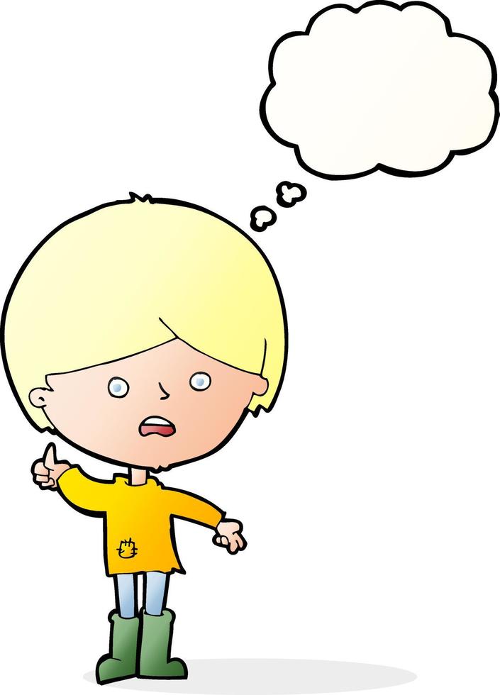 cartoon unhappy boy with thought bubble vector