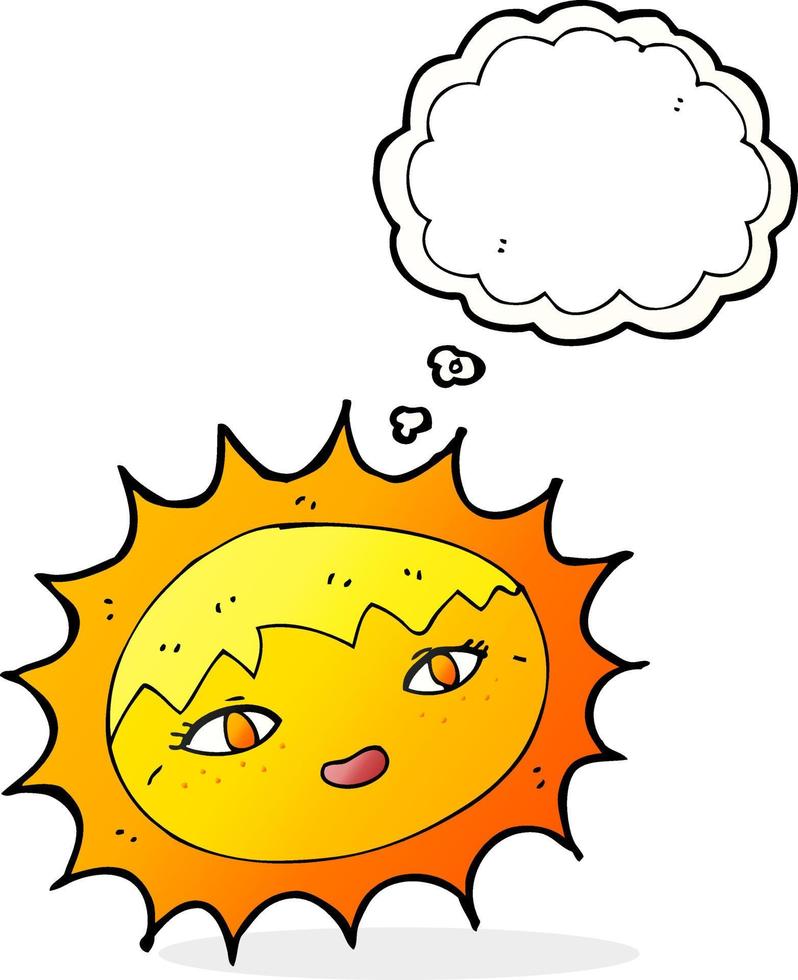 cartoon pretty sun with thought bubble vector