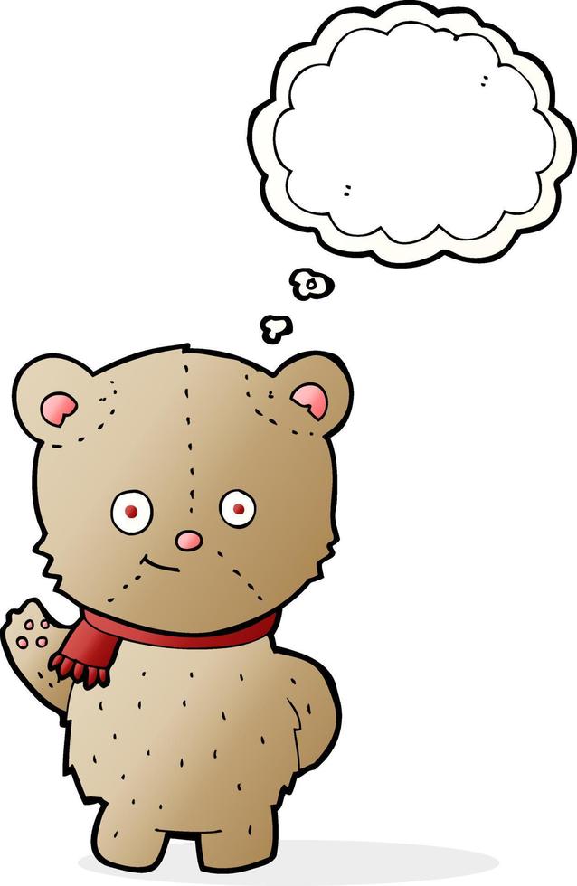 cartoon bear waving with thought bubble vector