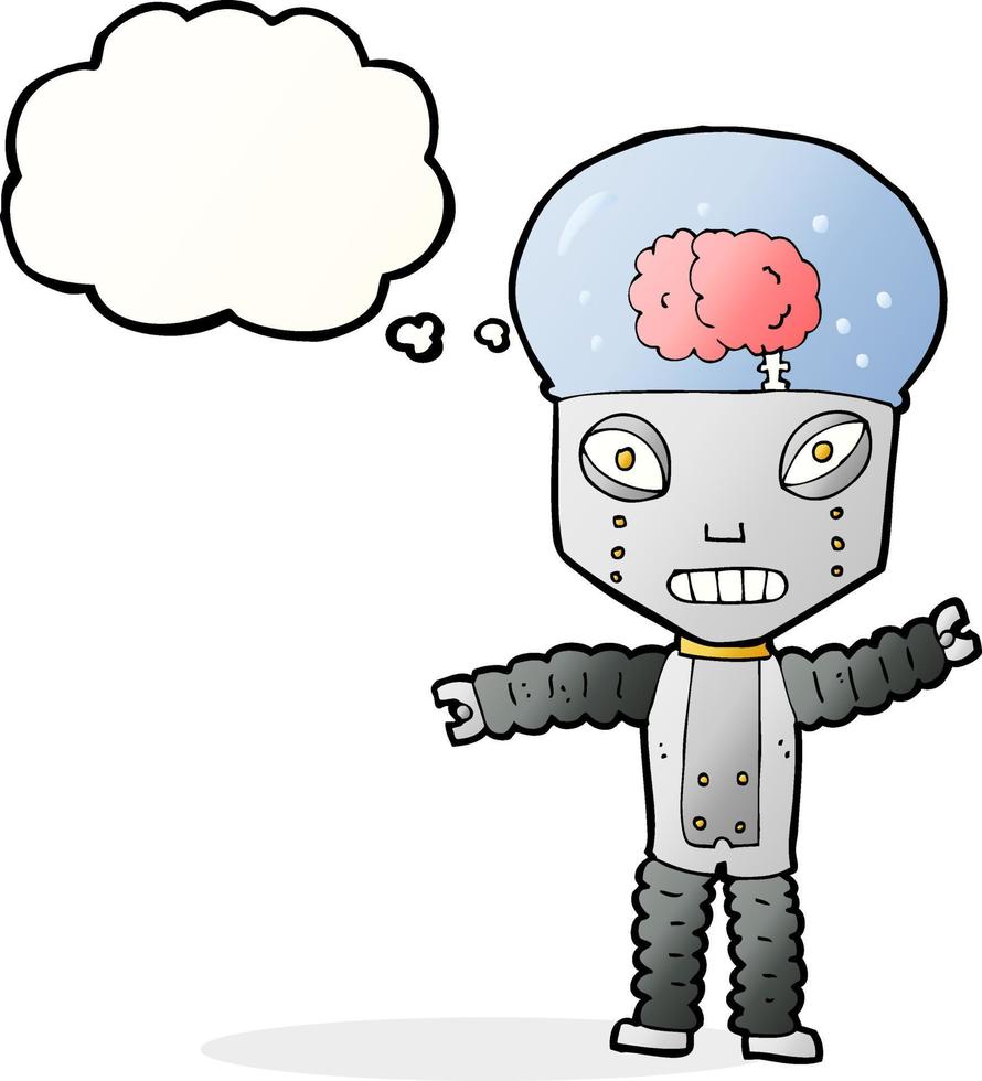 cartoon future robot with thought bubble vector