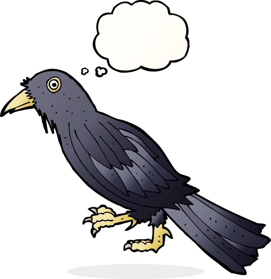 cartoon crow with thought bubble vector