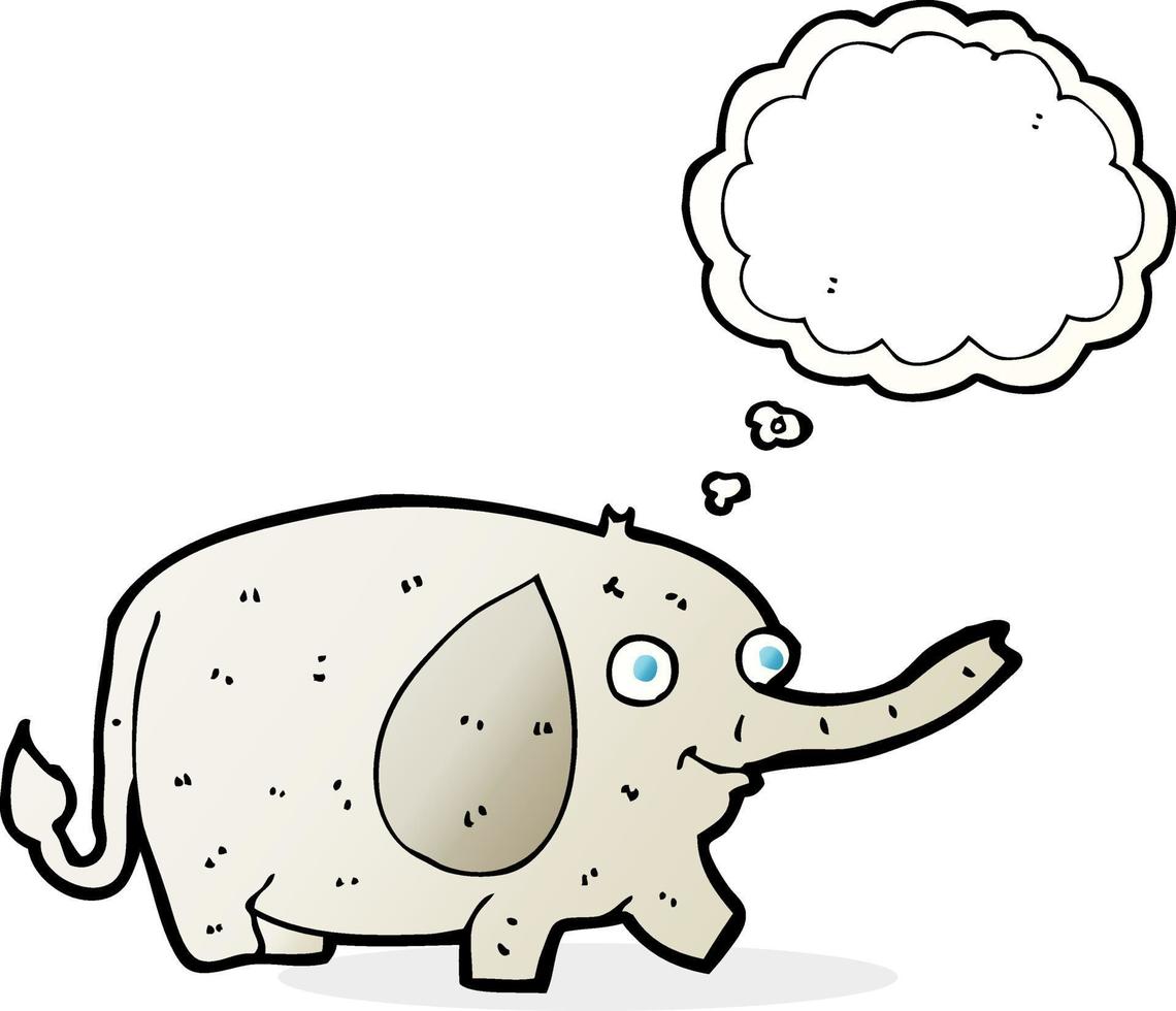 cartoon funny little elephant with thought bubble vector