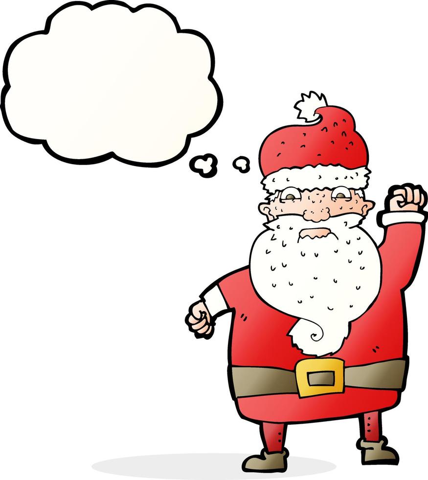 cartoon angry santa claus with thought bubble vector