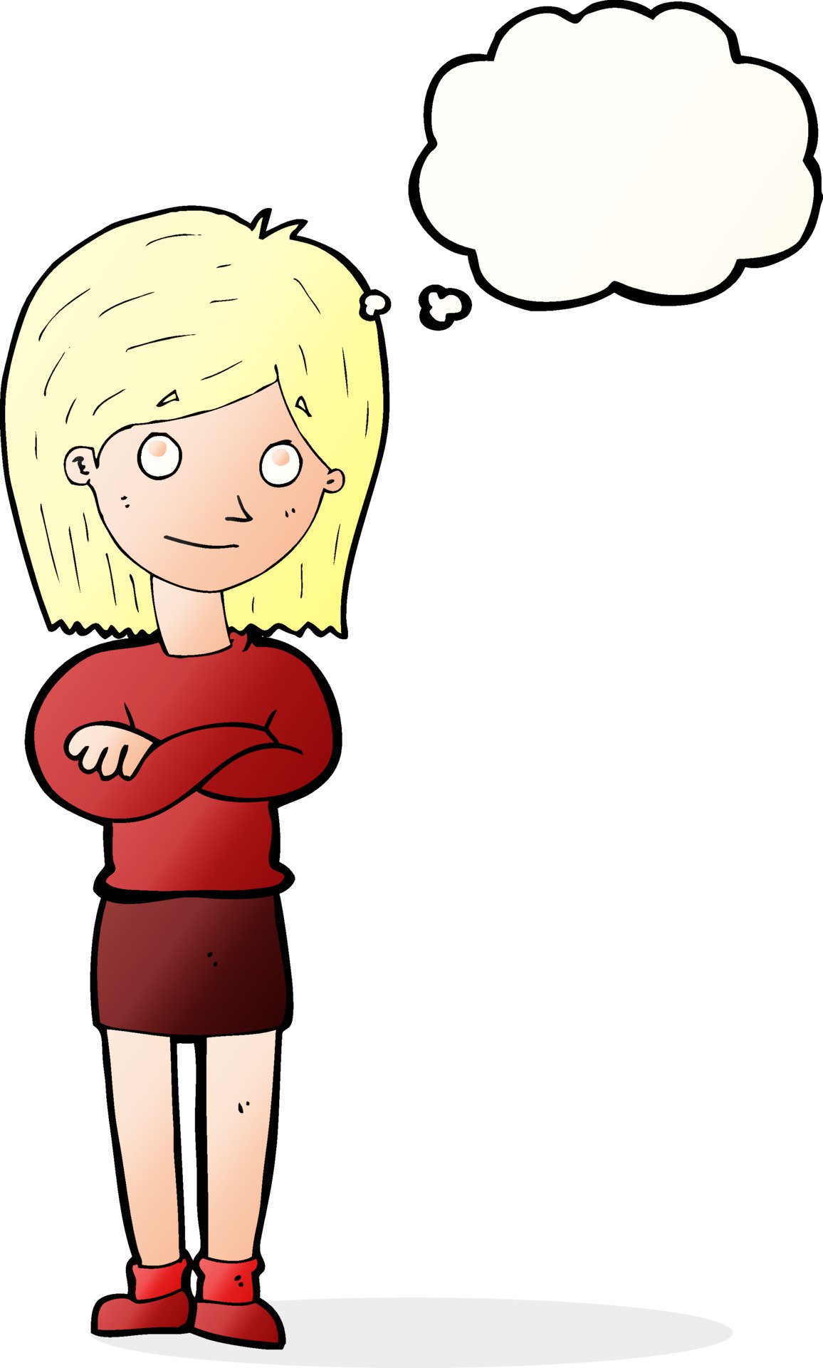 cartoon friendly girl rolling eyes with thought bubble 12341063 Vector