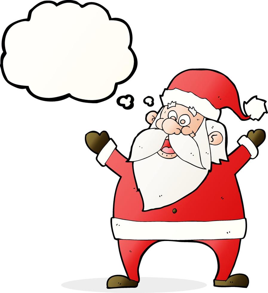 jolly santa cartoon with thought bubble vector