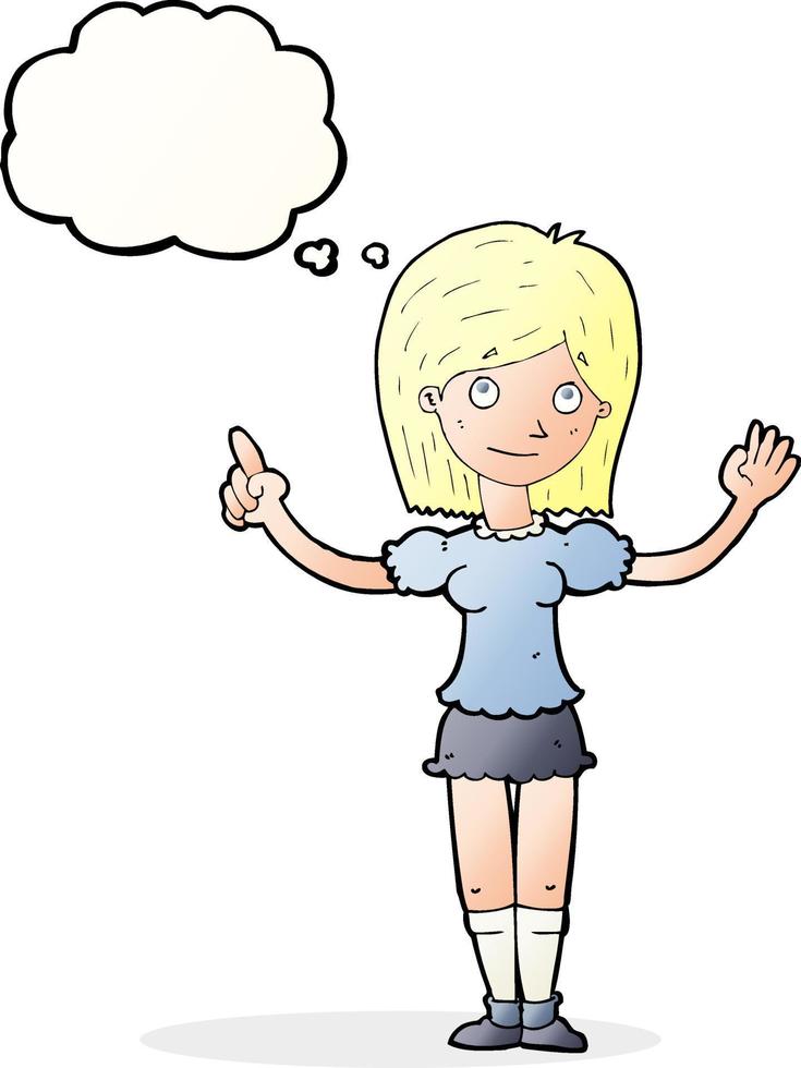 cartoon woman explaining idea with thought bubble vector