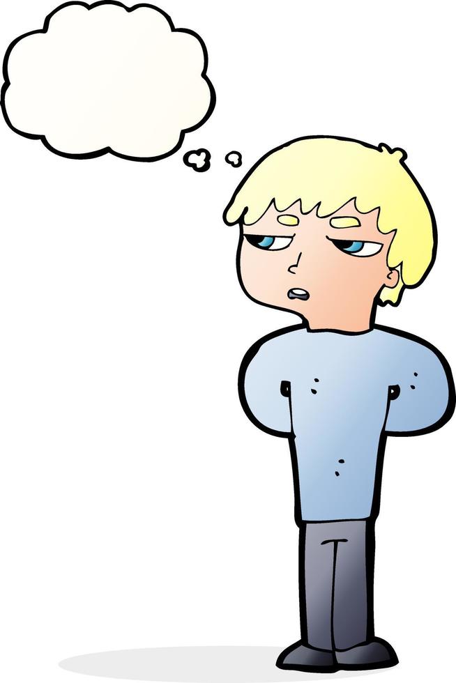 cartoon antisocial boy with thought bubble vector