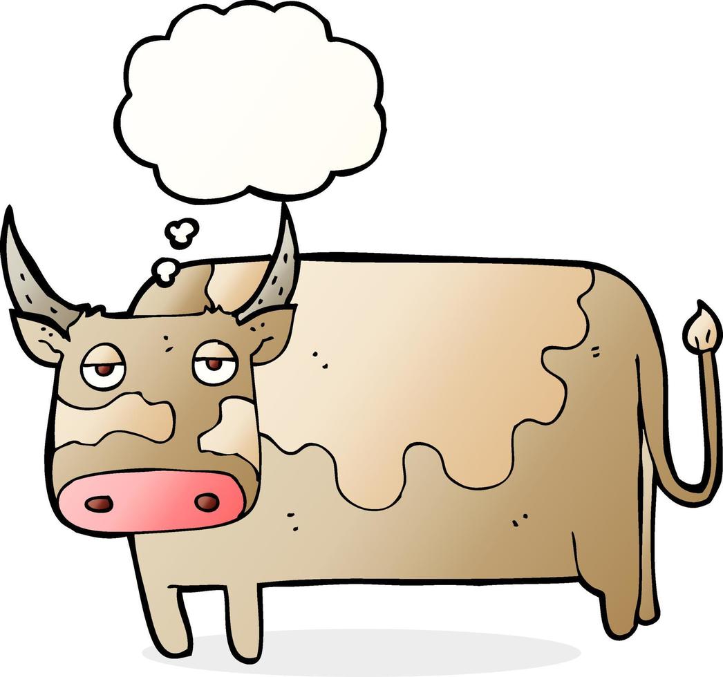 cartoon cow with thought bubble vector