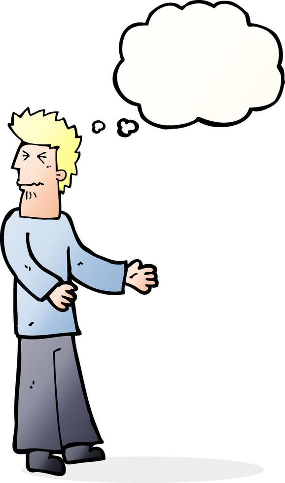 cartoon disgusted man with thought bubble vector