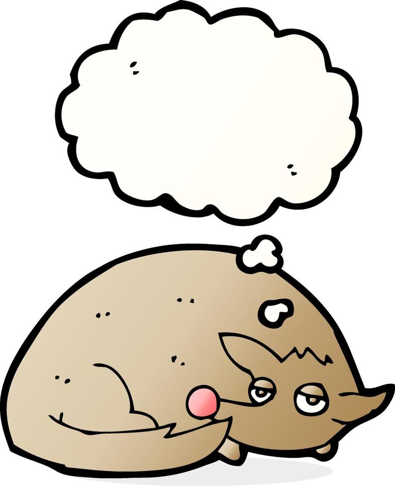 cartoon curled up dog with thought bubble vector