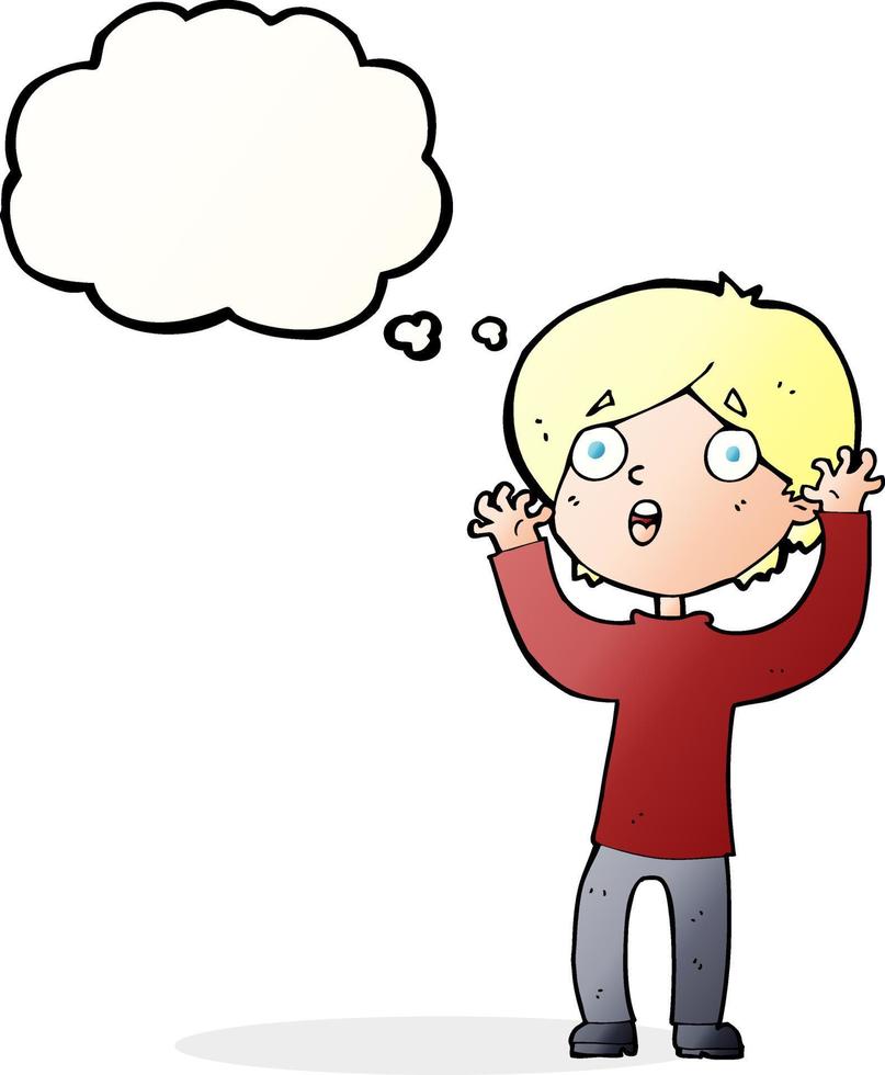 cartoon frightened man with thought bubble vector