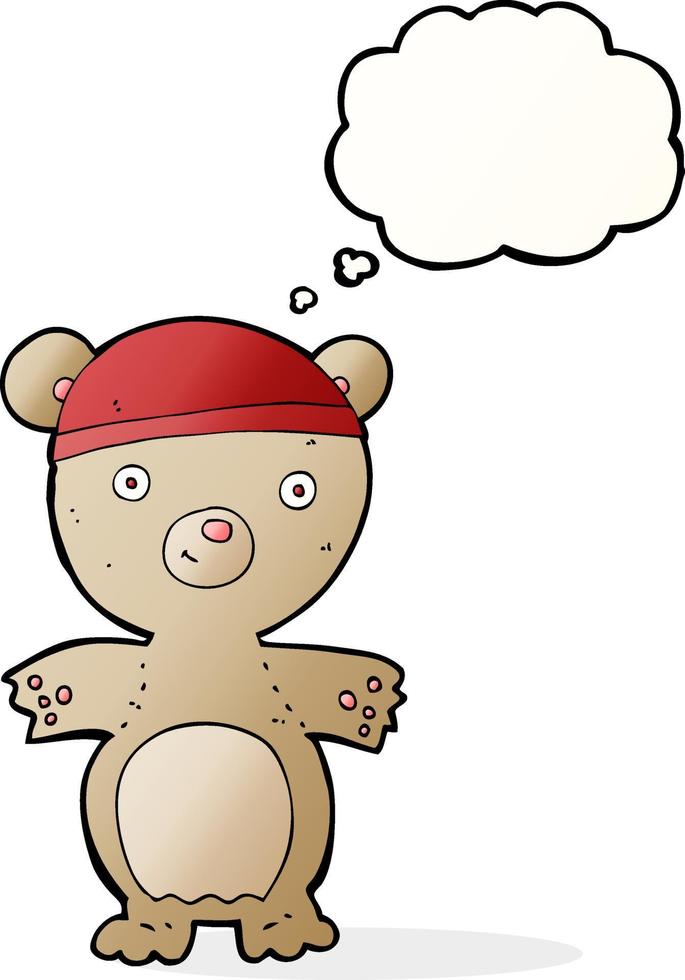 cartoon teddy bear with thought bubble vector