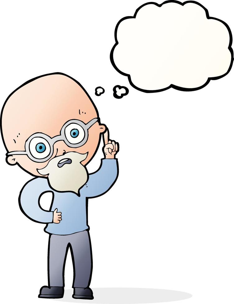 cartoon old man  with thought bubble vector