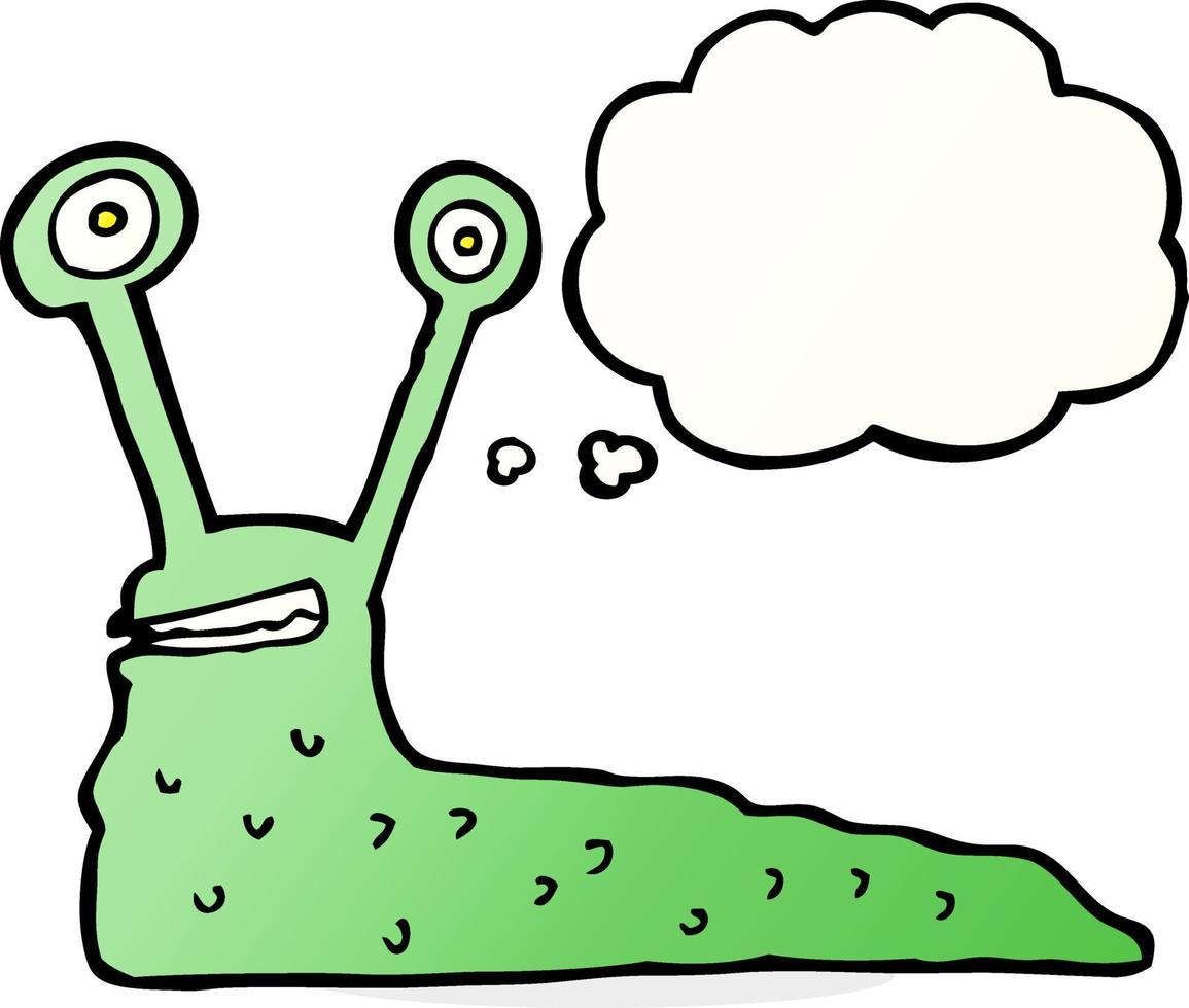 cartoon slug with thought bubble vector