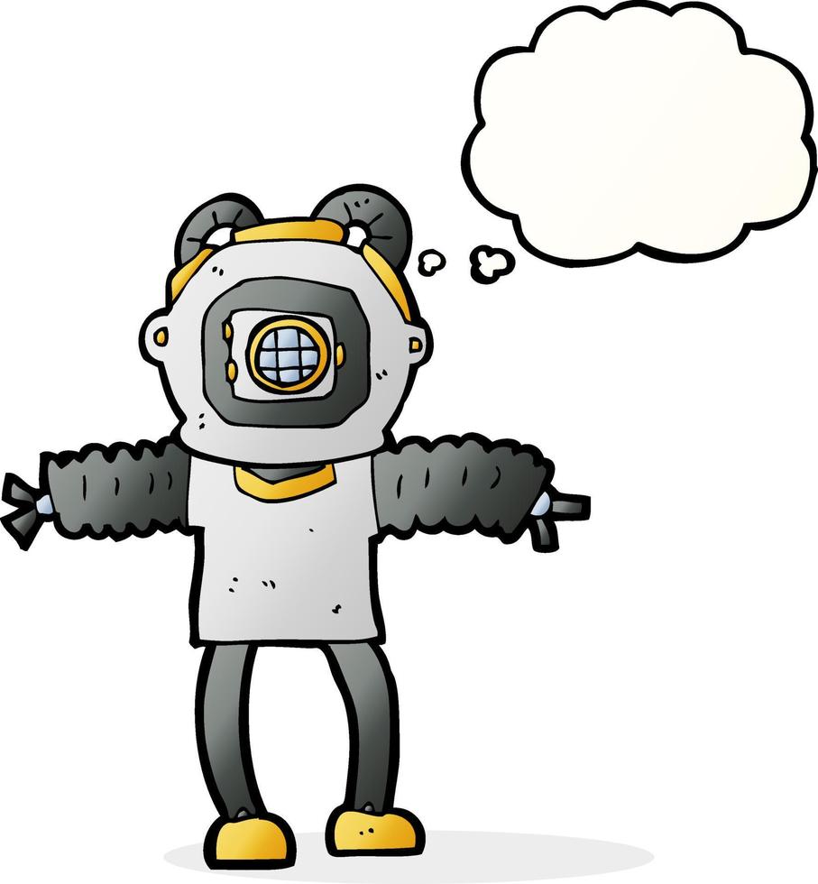 cartoon deep sea diver with thought bubble vector