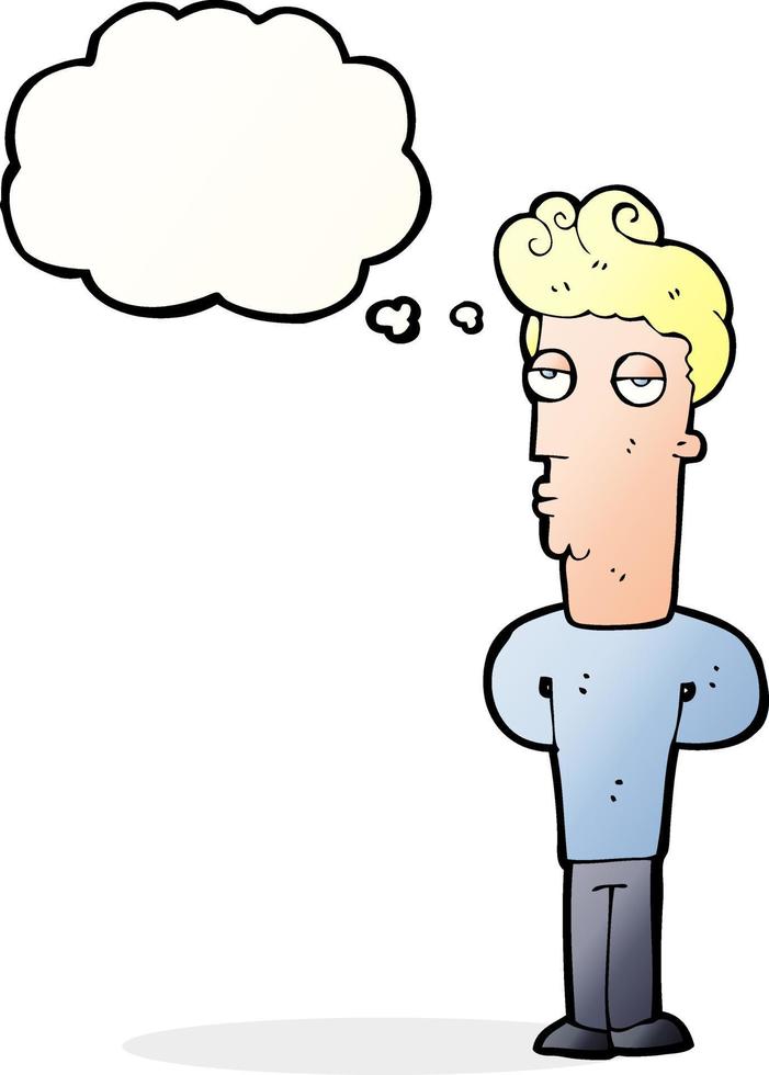 cartoon bored man with thought bubble vector