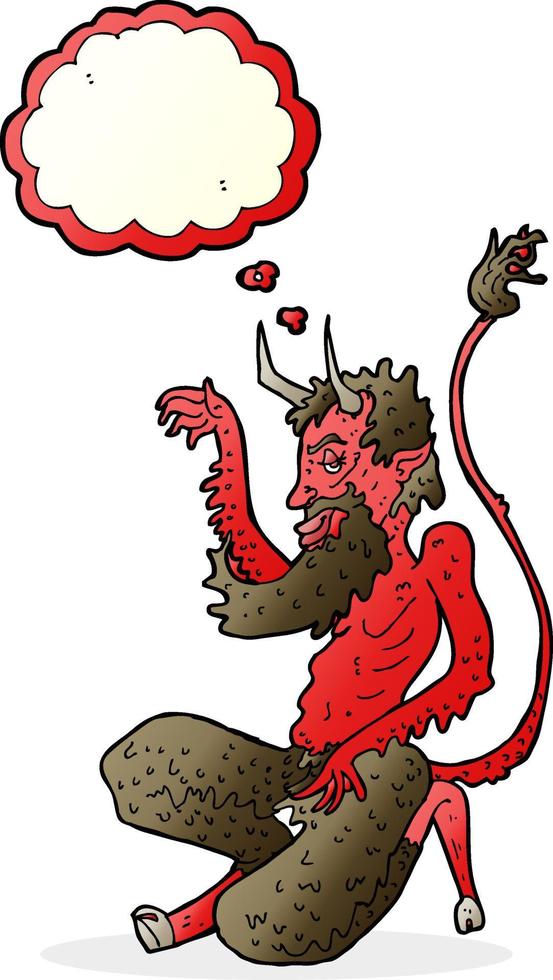 cartoon traditional devil with thought bubble vector