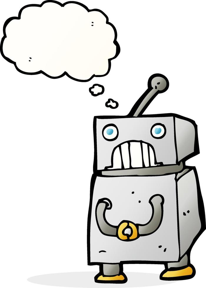 cartoon robot with thought bubble vector