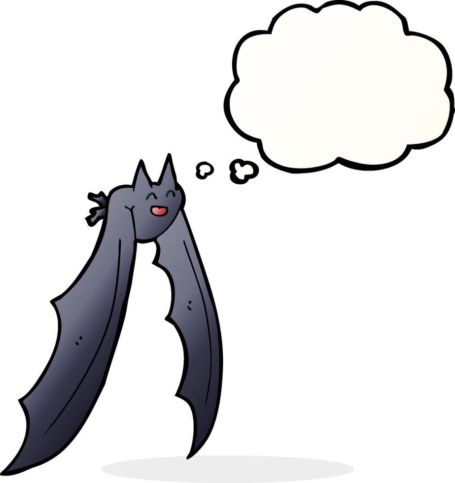 cartoon flying bat with thought bubble vector