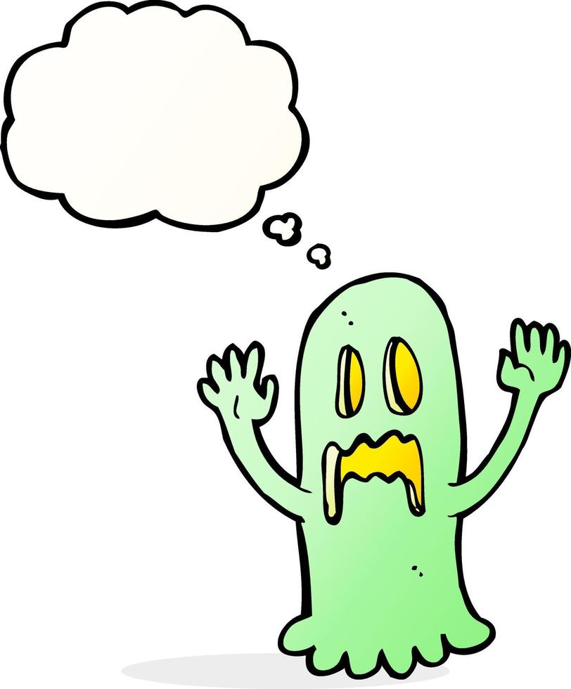 cartoon spooky ghost with thought bubble vector