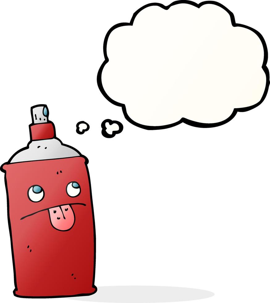 cartoon spray can with thought bubble vector