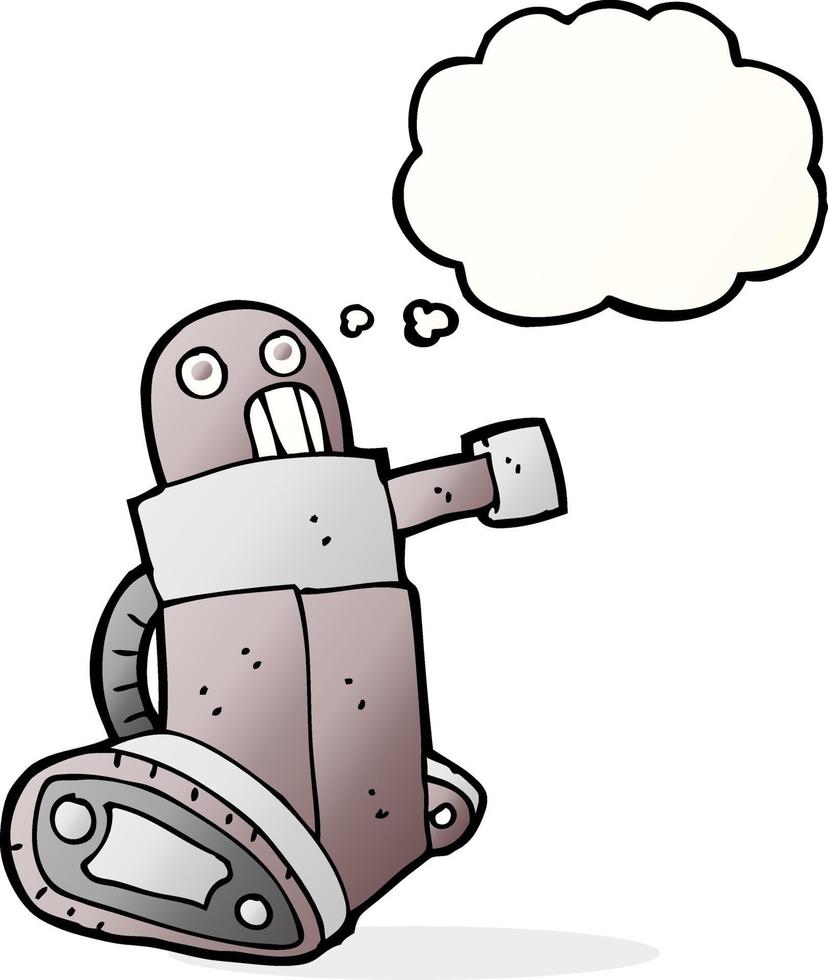 cartoon tank robot with thought bubble vector