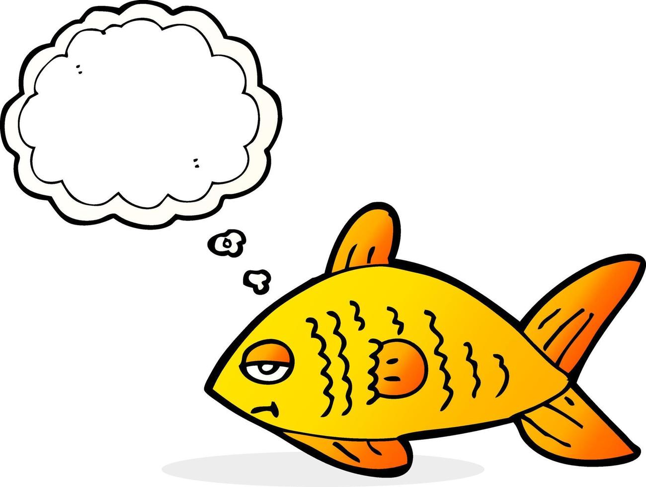cartoon funny fish with thought bubble vector