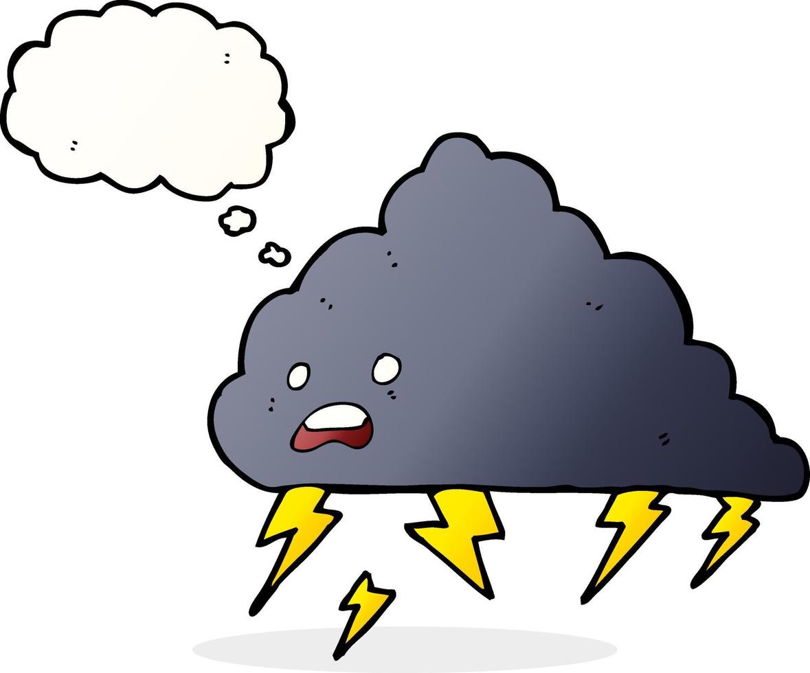 nube tormentosa de dibujos animados con burbuja de pensamiento vector