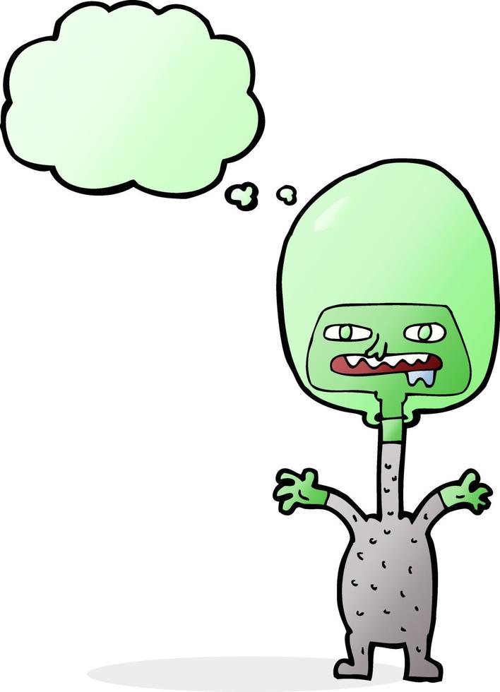 cartoon space alien with thought bubble vector