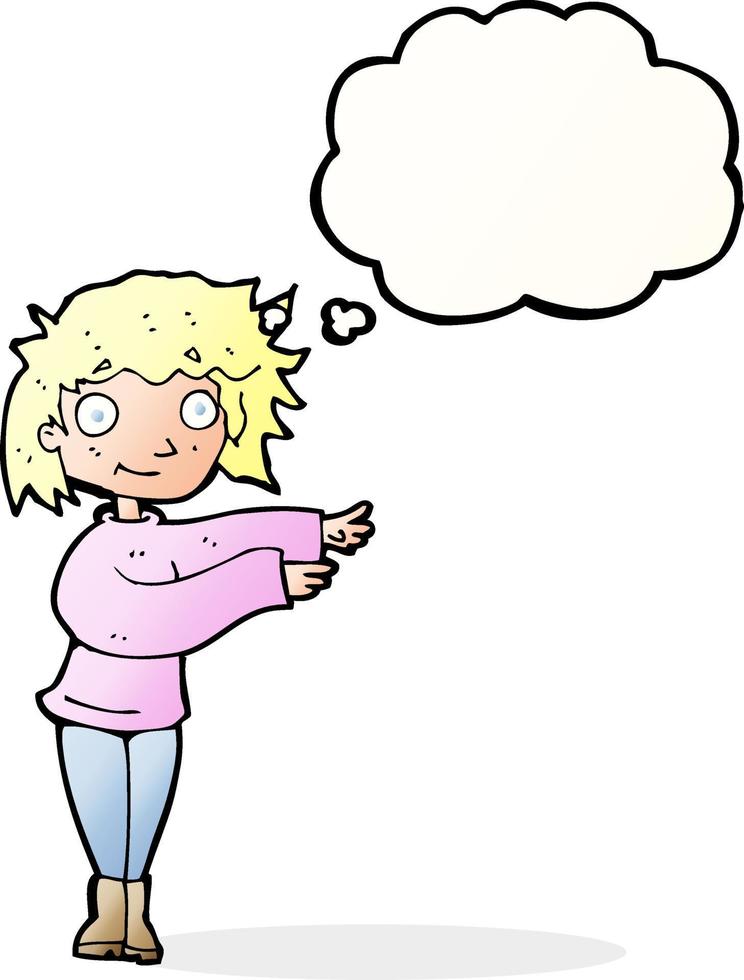 cartoon dancing woman with thought bubble vector