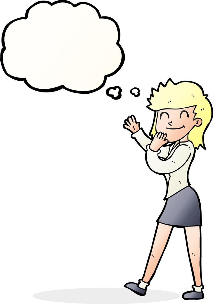 cartoon happy businesswoman with thought bubble vector