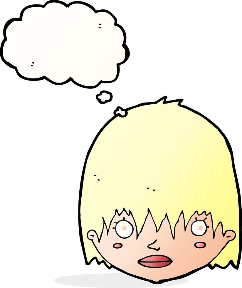 cartoon staring woman with thought bubble vector