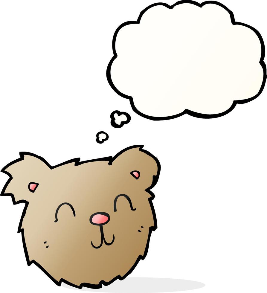 cartoon happy teddy bear face with thought bubble vector