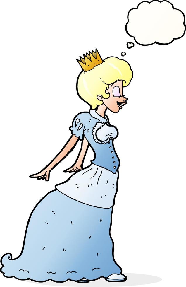 cartoon princess with thought bubble vector