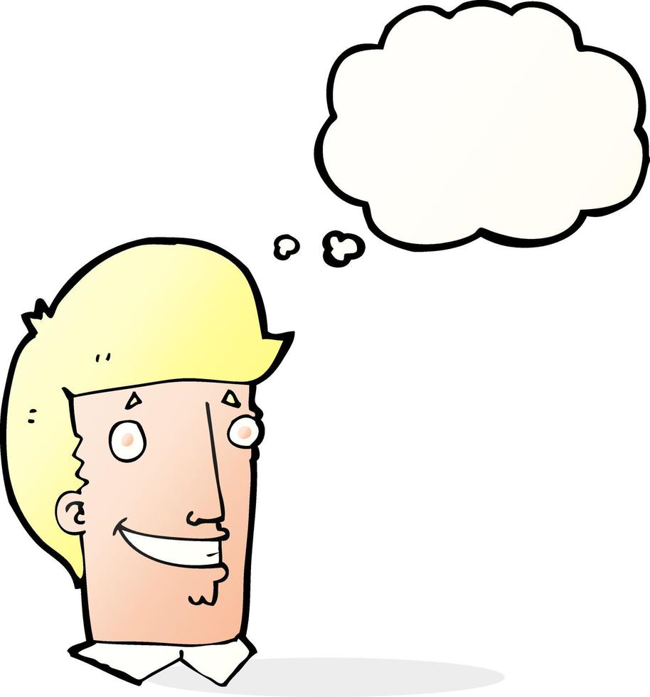 cartoon happy man with thought bubble vector