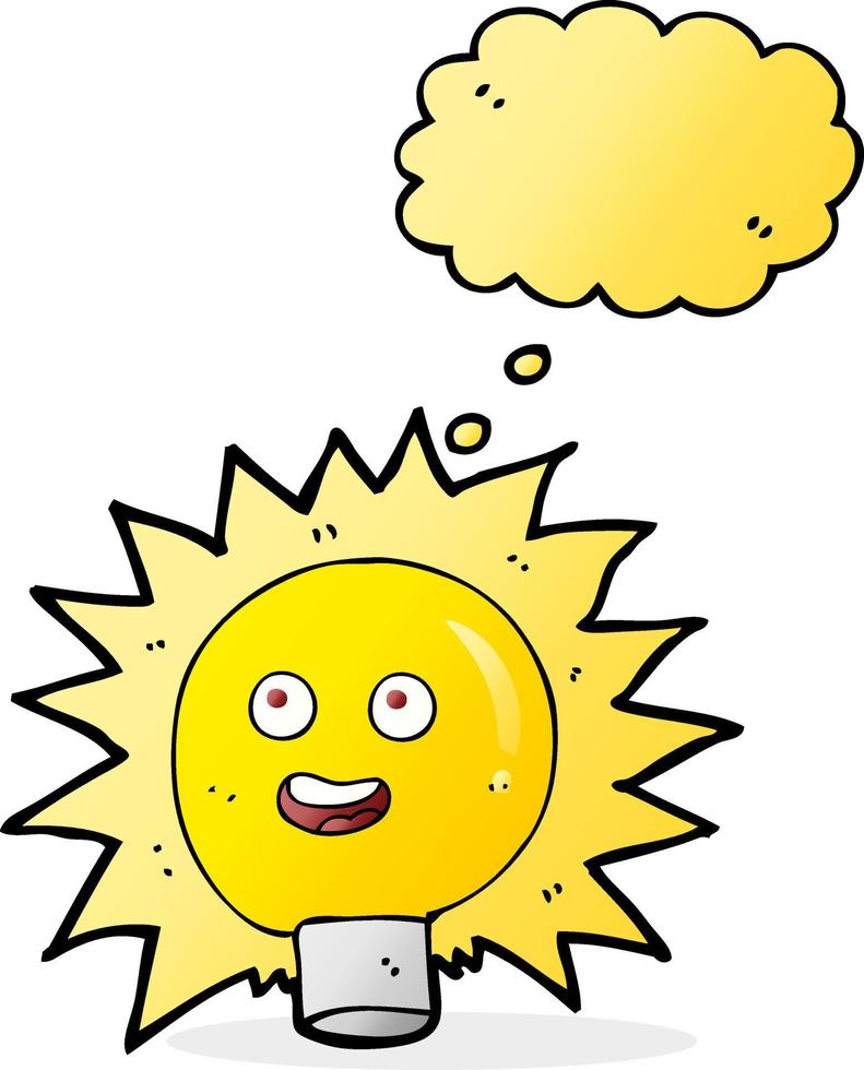 cartoon electric light bulb with thought bubble vector