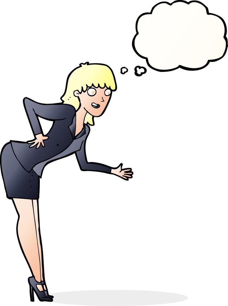 cartoon businesswoman explaining with thought bubble vector