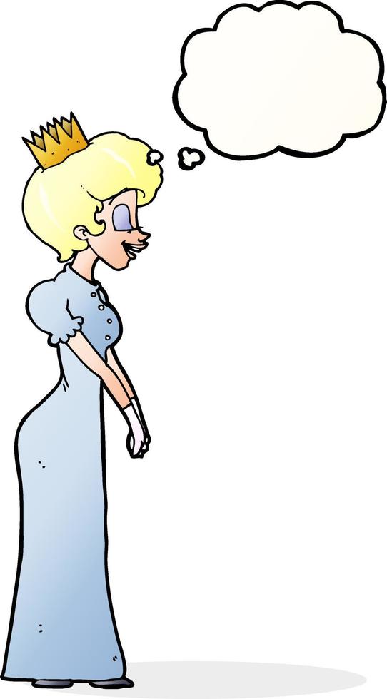 cartoon princess with thought bubble vector