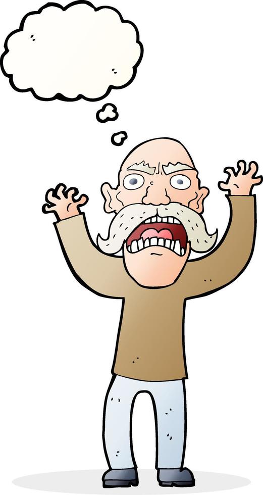 cartoon angry old man with thought bubble vector