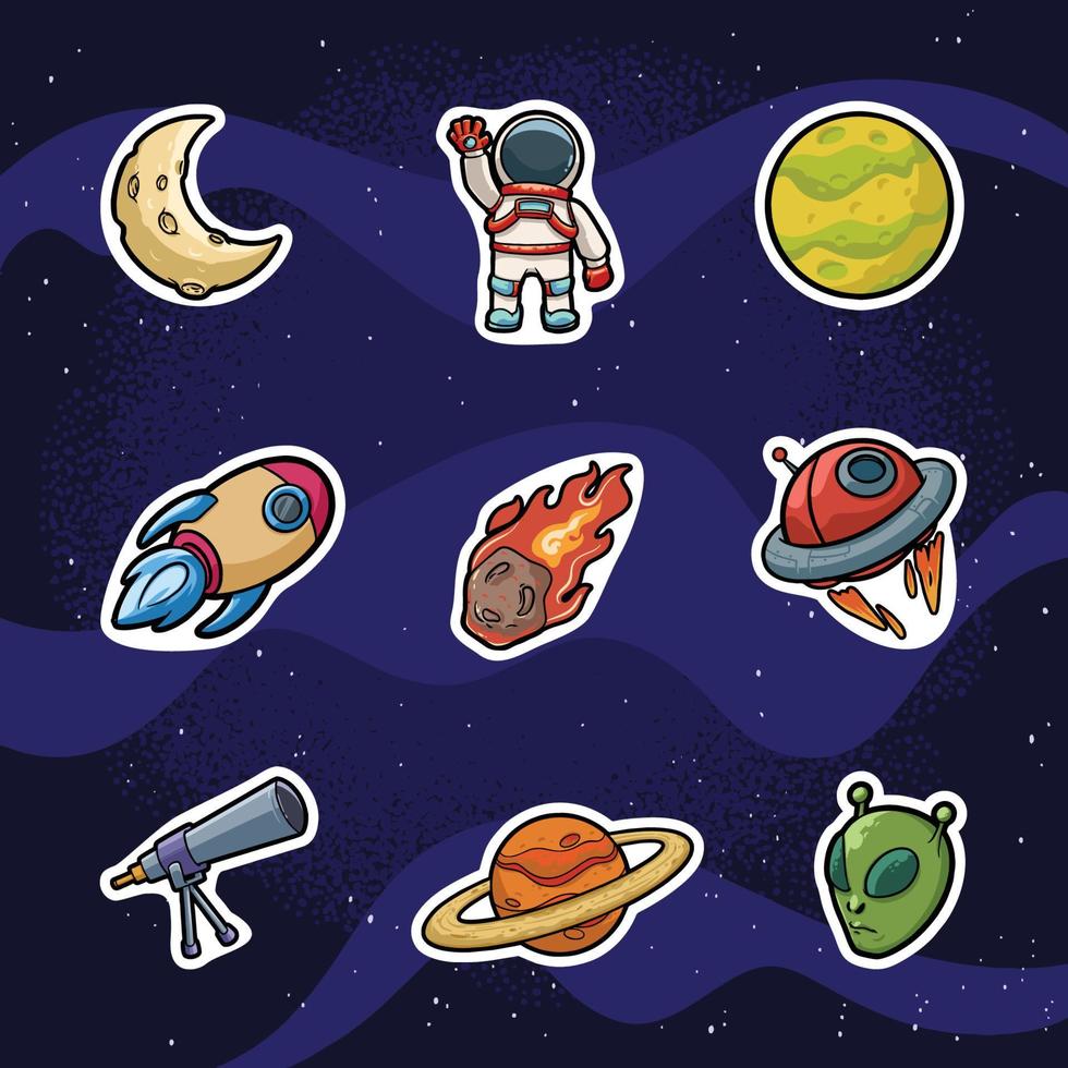 World Space Day Sticker Set vector